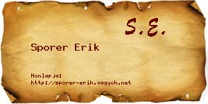 Sporer Erik névjegykártya